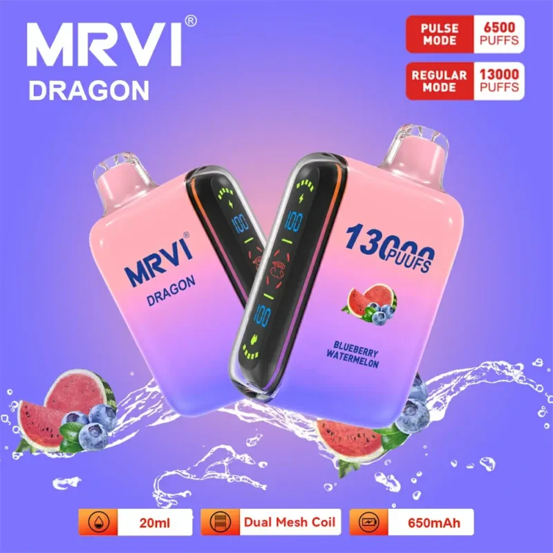 100 Original Mrvi Dragon 13000 Puffs Vaping 20ml E Liquid Dual Mesh Coil Wholesale Disposable Vape 3