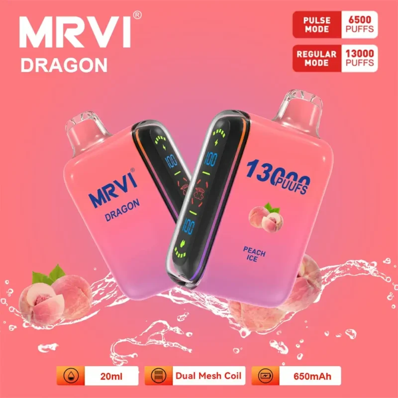 100 Original Mrvi Dragon 13000 Puffs Vaping 20ml E Liquid Dual Mesh Coil Wholesale Disposable Vape 4