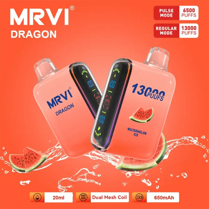100 Original Mrvi Dragon 13000 Puffs Vaping 20ml E Liquid Dual Mesh Coil Wholesale Disposable Vape 7
