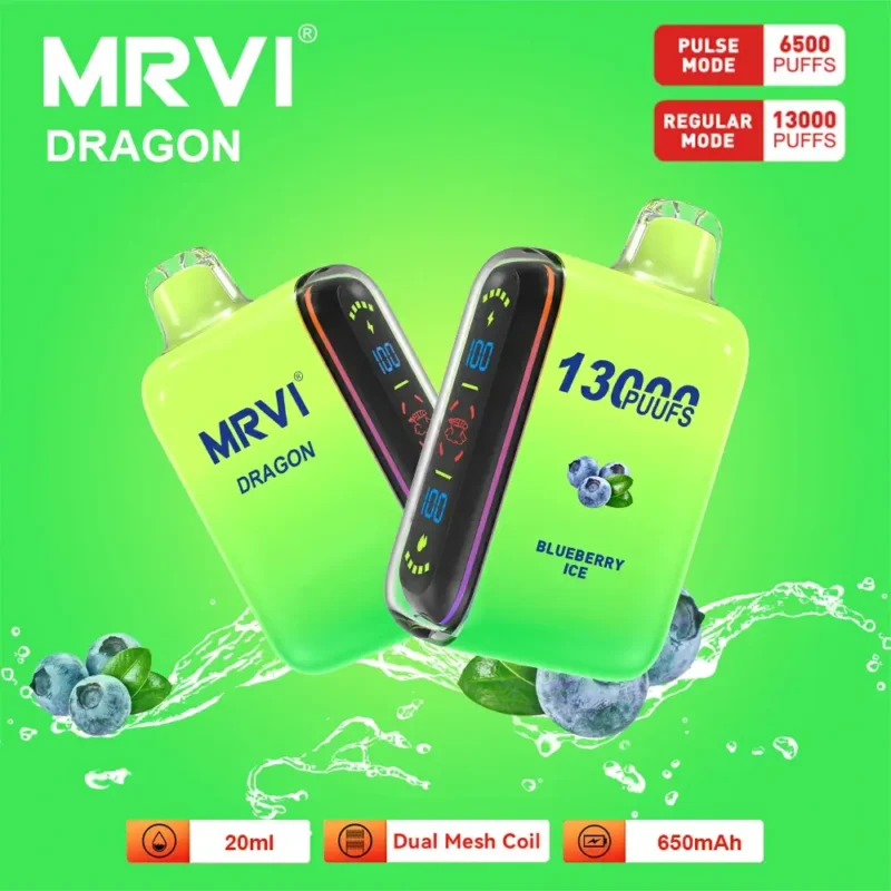 100% Original Mrvi Dragon 13000 Puffs Vaping 20ml E-Liquid With 650mAh Rechargeable BatteryWholesale Disposable Vape