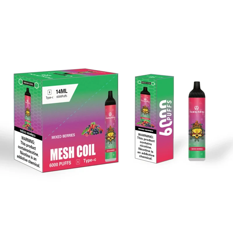 UZY Bang King 6000 soffi usa e getta Penna da Vape 14ml Succo di E 1100mAh Batteria all'ingrosso con luce RGB e opzioni multiple di nicotina 4