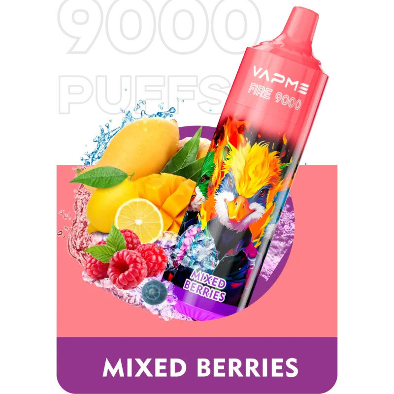 Vapme Fire 9000 Puffs 18 Sabores em Estoque com 650 mAh 18ml Pré-Cheio 0 2 3 5 Nicotina Atacado Caneta Vape Descartável Com RBG Light 10 escalado