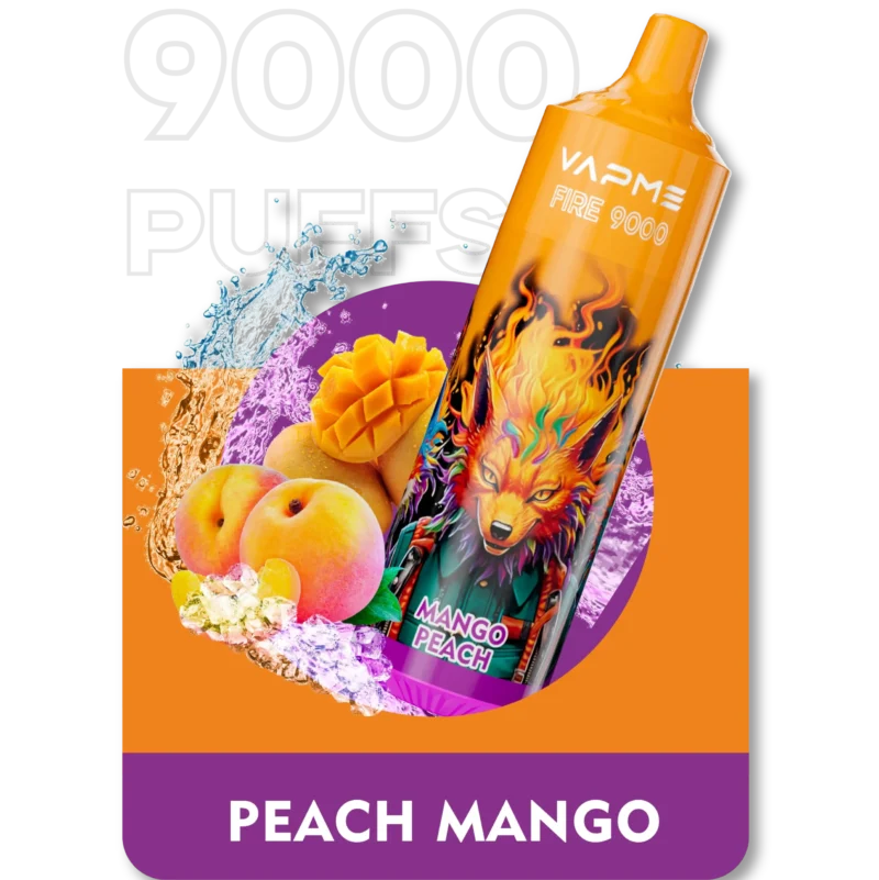 Vapme Fire 9000 Puffs 18 sabores em estoque com 650 mAh 18ml pré-cheio 0 2 3 5 Nicotina Caneta Vape descartável por atacado com RBG Light 5 em escala