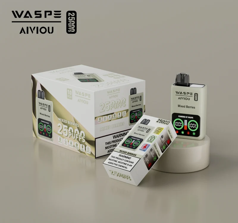 Mayorista WASPE 25000 PUFFS Dual Mesh Vape Pen Desechable con Pantalla LCD 25ml 0 2 5 Opciones de Nicotina 10
