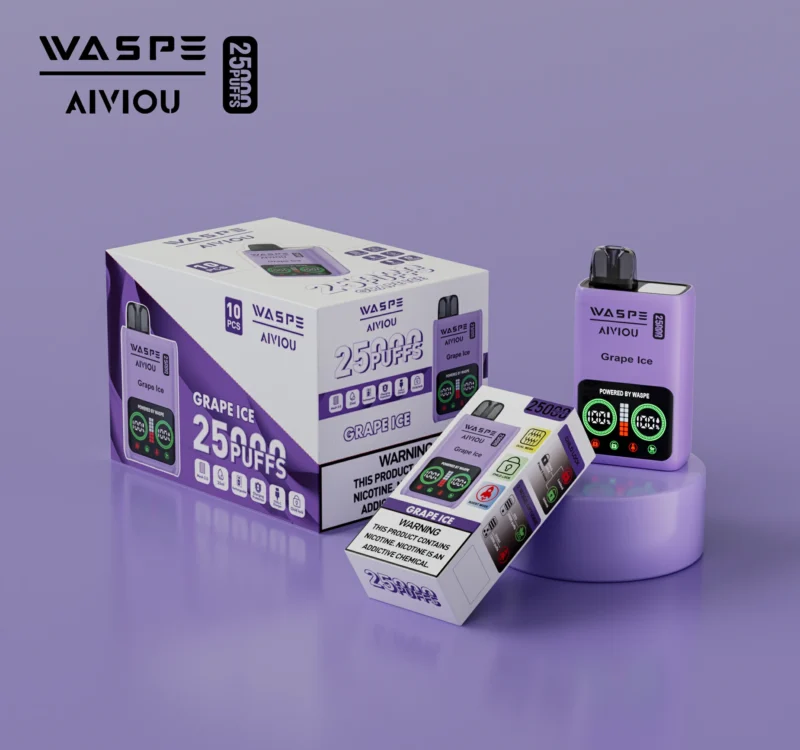 Mayorista WASPE 25000 PUFFS Dual Mesh Vape Pen Desechable con Pantalla LCD 25ml 0 2 5 Opciones de Nicotina 5
