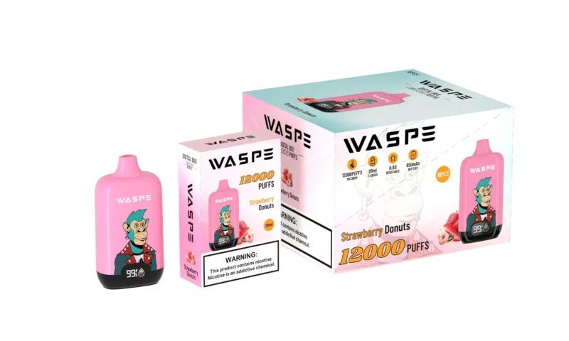 Commercio all'ingrosso Waspe 12000 Puffs Digital Box Disposable Vape Pen con display LCD 20ml Capacità Mesh Coil Livelli multipli di nicotina 0 2 3 5 1
