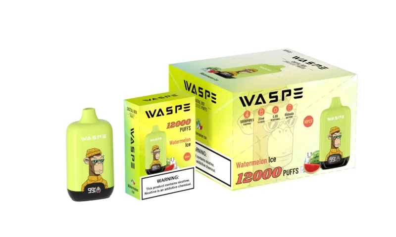 Commercio all'ingrosso Waspe 12000 Puffs Digital Box Disposable Vape Pen con display LCD 20ml Capacità Mesh Coil Livelli multipli di nicotina 0 2 3 5 12