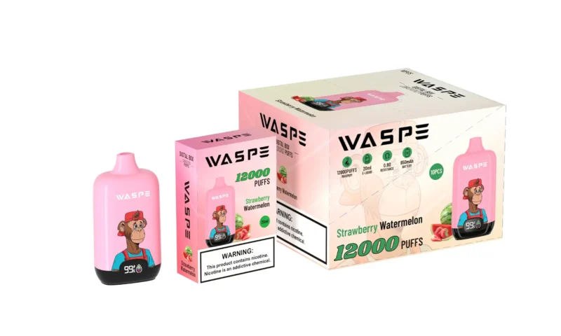Commercio all'ingrosso Waspe 12000 Puffs Digital Box Disposable Vape Pen con display LCD 20ml Capacità Mesh Coil Livelli multipli di nicotina 0 2 3 5 14