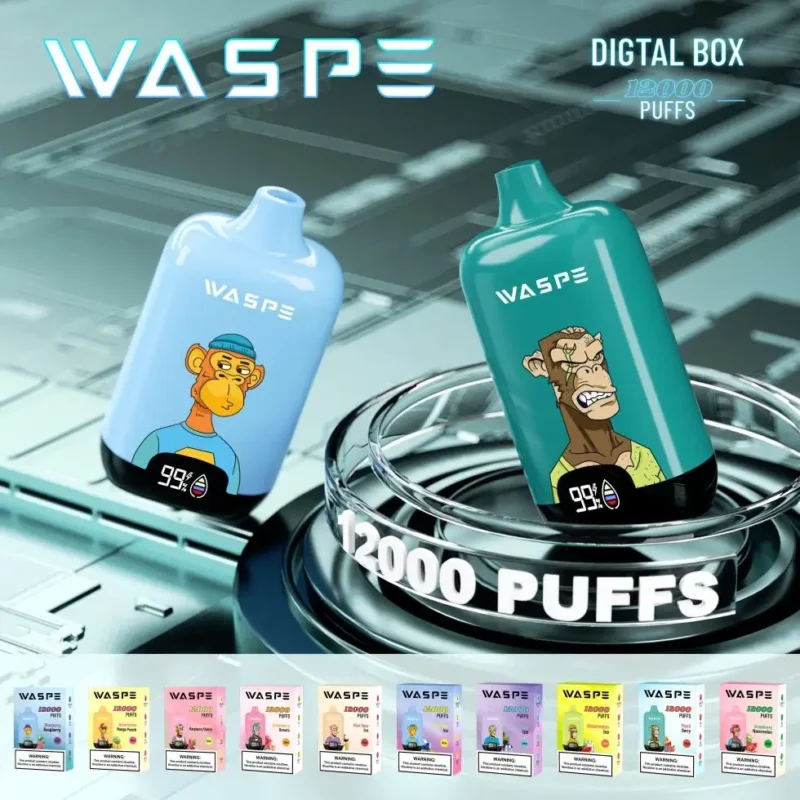 Commercio all'ingrosso Waspe 12000 Puffs Digital Box Low Nicotine Disposable Vape Pen con display LCD 20ml Multiple Flavors 2