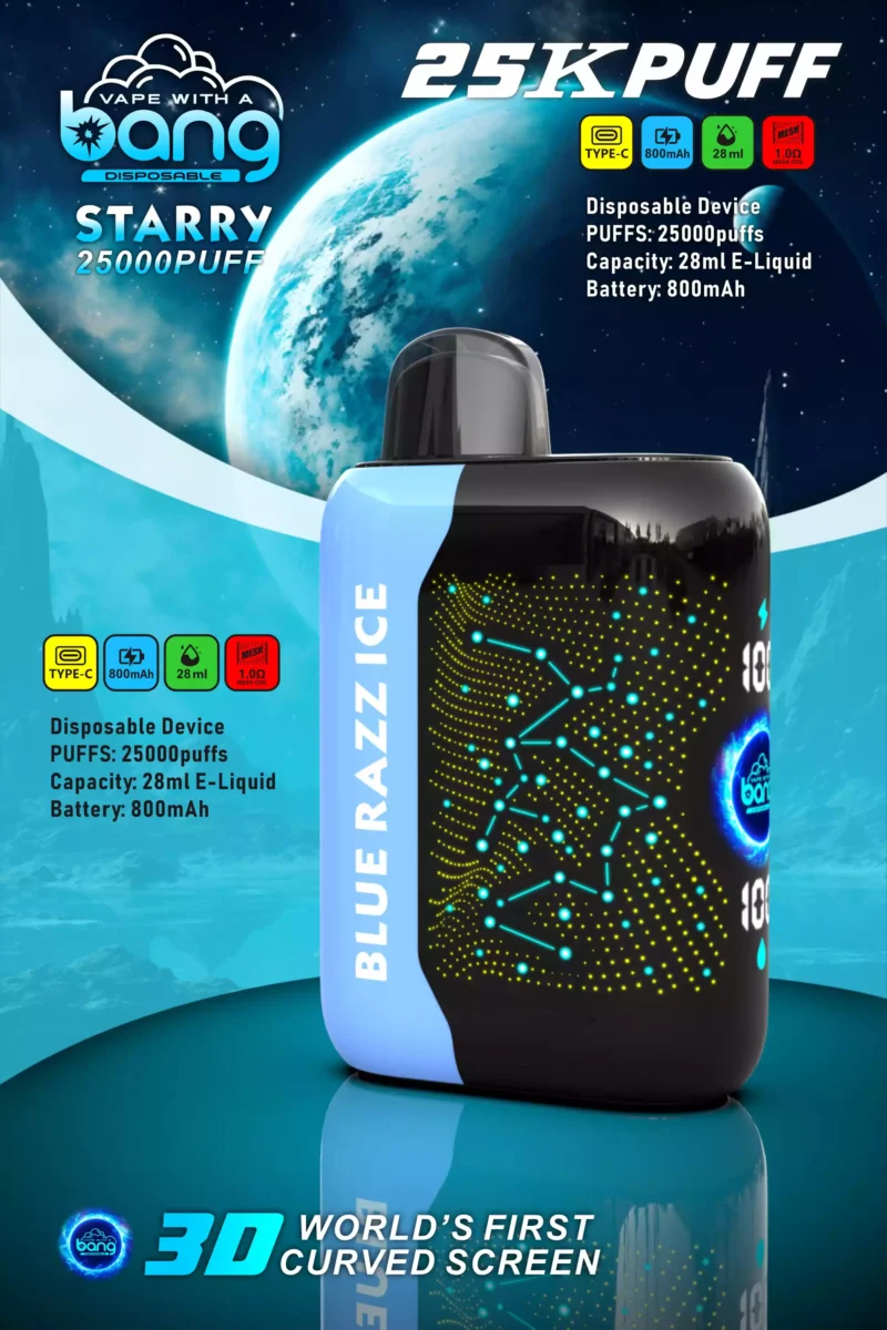 Bang Starry 25000 Puffs Oplaadbare Wegwerp Vape Groothandel 0% 2% 3% 5% Lage Nicotine 28ml E Liquid Mesh Coil Bulk Koop 1
