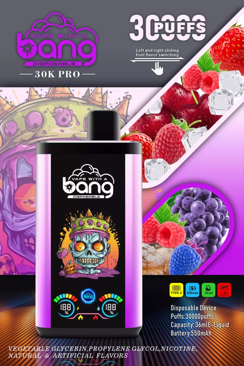 Nuovo modello innovativo Bang 30000 soffi PRO Vape usa e getta a basso contenuto di nicotina 550mah Batteria all'ingrosso Acquisto in serie 9 scalare