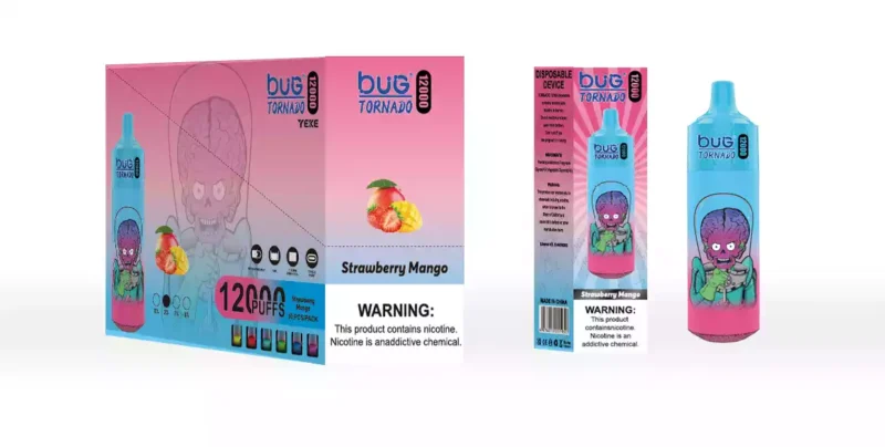 BUG 03 Senza schermo 12000 soffi Caratteristiche bobina a rete 16ml E liquido 2 nicotina tipo C ricaricabile Display LED RGB con cordino 12