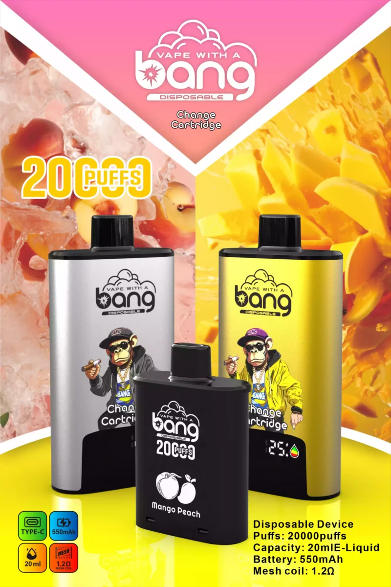 Explorez Bang Vape 20000 DSK046 B20HD avec 20 ml E liquide et Type C Charge rapide pour une expérience durable sans effort 1 à l'échelle