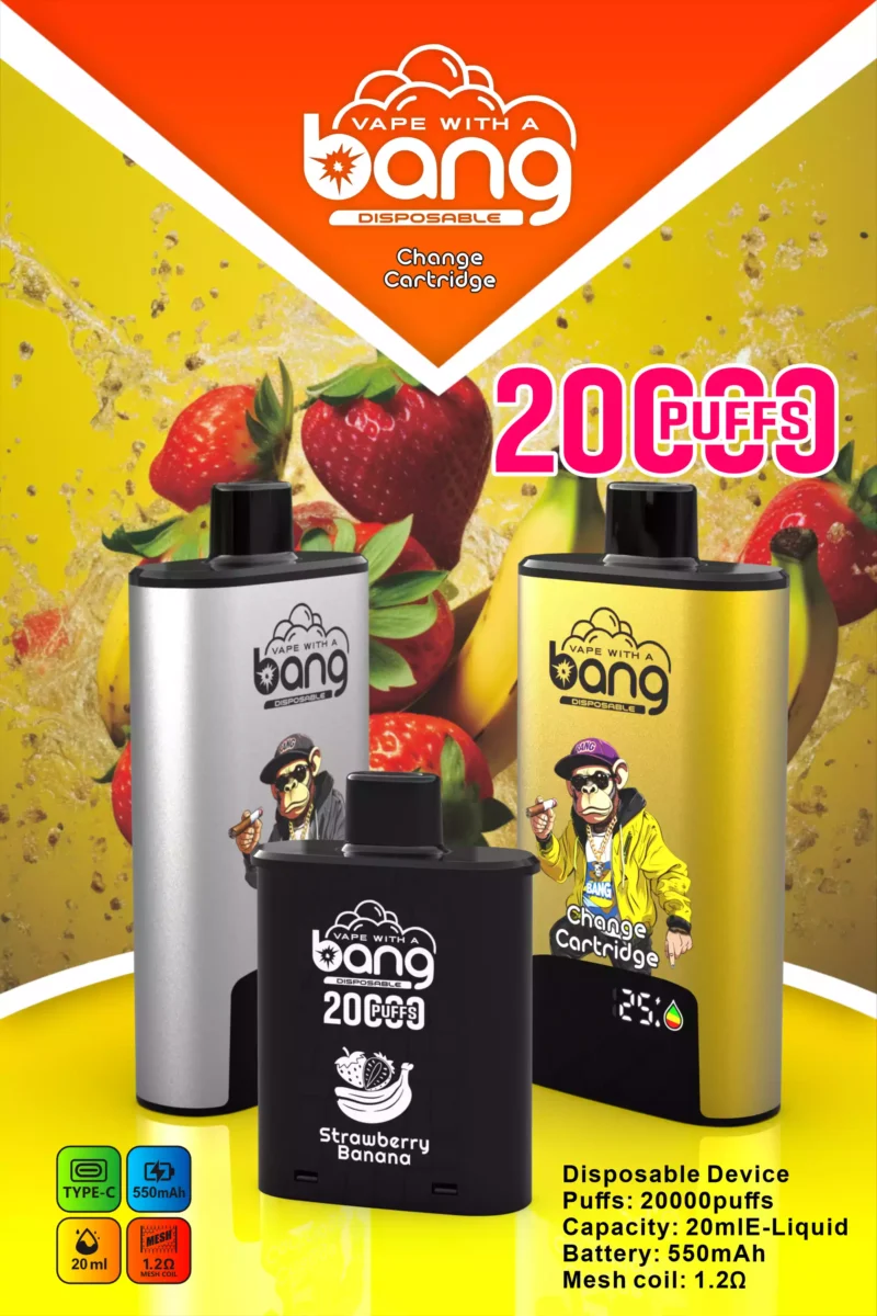 Explorez Bang Vape 20000 DSK046 B20HD avec 20 ml E liquide et Type C Charge rapide pour une expérience de longue durée sans effort 3 à l'échelle