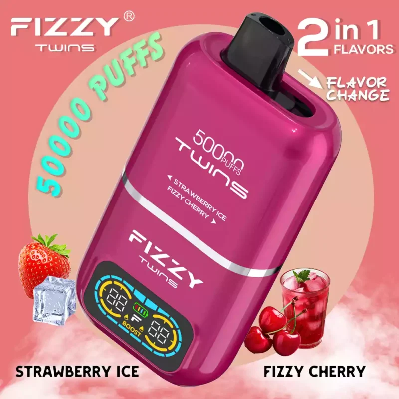 Fizzy Twins 50k Puffs Descubre la Experiencia Vaping Ultimate con 12 Sabores 50ML E Liquid Mesh Coil y 850mAh Batería 100