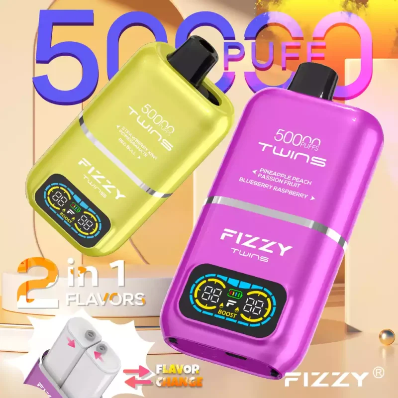 Fizzy Twins 50k Puffs Descubre la Experiencia Vaping Ultimate con 12 Sabores 50ML E Liquid Mesh Coil y 850mAh Batería 56