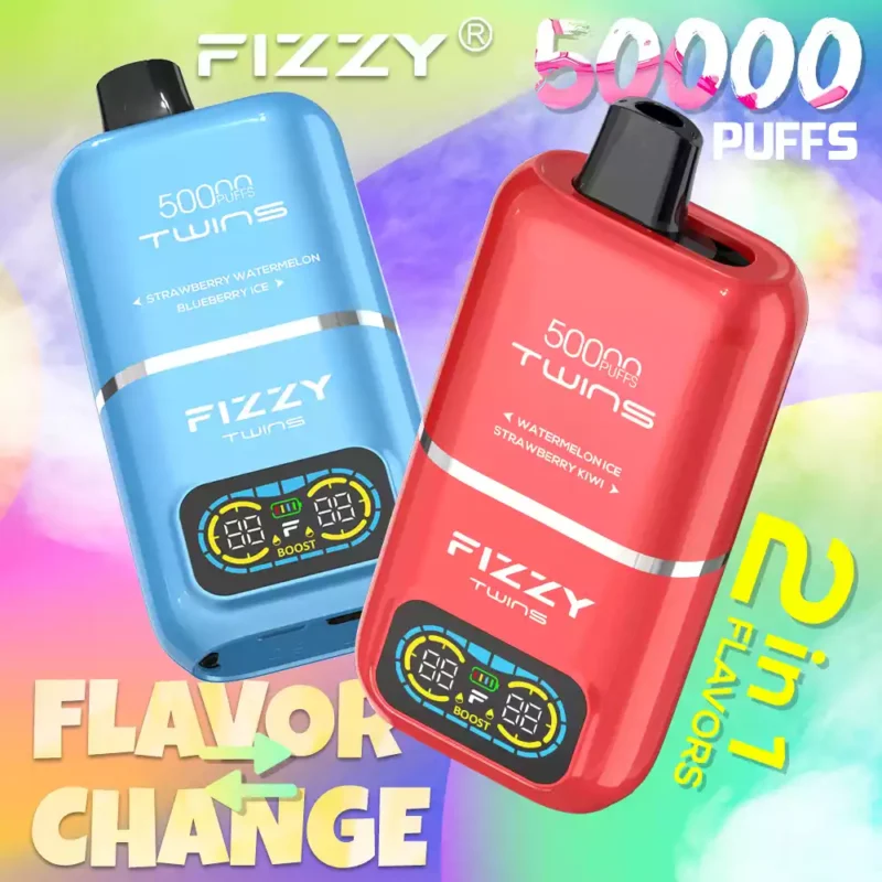 Fizzy Twins 50k Puffs Descubre la Experiencia Vaping Ultimate con 12 Sabores 50ML E Liquid Mesh Coil y 850mAh Batería 63