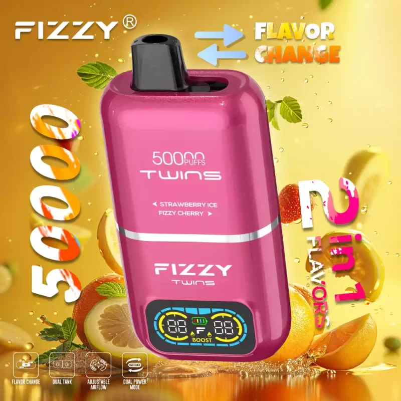 Fizzy Twins 50k Puffs Descubre la Experiencia Vaping Ultimate con 12 Sabores 50ML E Liquid Mesh Coil y 850mAh Batería 66