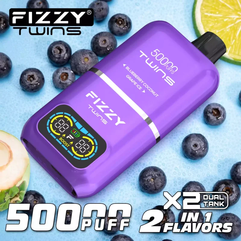 Fizzy Twins 50k Puffs Descubre la Experiencia Vaping Ultimate con 12 Sabores 50ML E Liquid Mesh Coil y Batería 850mAh 72