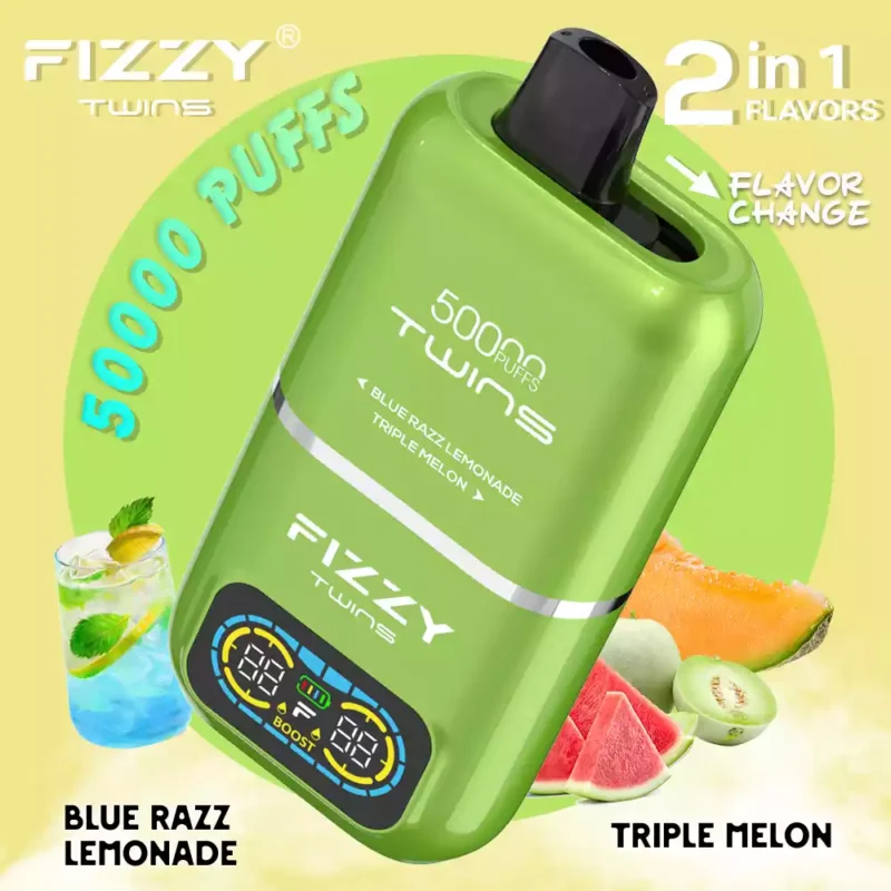 Fizzy Twins 50k Puffs Descubre la Experiencia Vaping Ultimate con 12 Sabores 50ML E Liquid Mesh Coil y Batería 850mAh 83