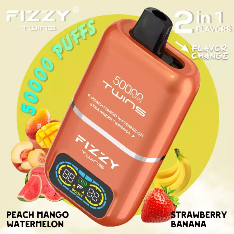 Fizzy Twins 50k Puffs Descubre la Experiencia Vaping Ultimate con 12 Sabores 50ML E Liquid Mesh Coil y 850mAh Batería 86