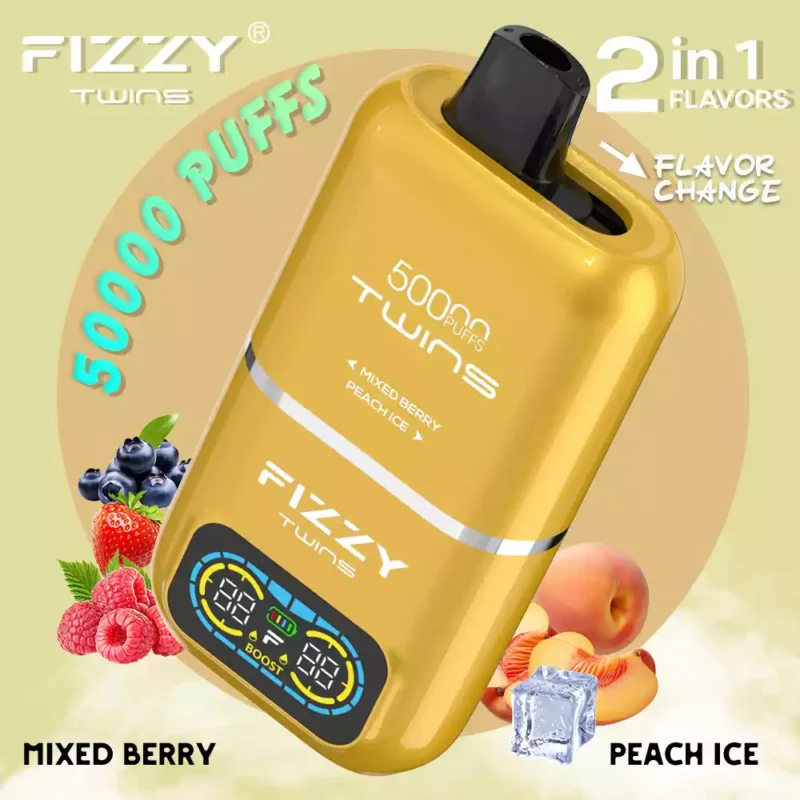 Fizzy Twins 50k Puffs Descubre la Experiencia Vaping Ultimate con 12 Sabores 50ML E Liquid Mesh Coil y 850mAh Batería 91