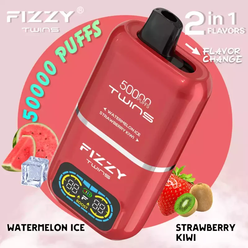 Fizzy Twins 50k Puffs Revelan la Experiencia Vaping Ultimate con 12 Sabores 50ML E Liquid Mesh Coil y Batería de 850mAh 92
