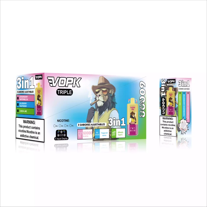 VOPK TRIPE 60000 Puffs Ofrece Triple Cambio De Sabor Y Bobina De Malla Para Una Experiencia De Vaping Premium 5 Escalas
